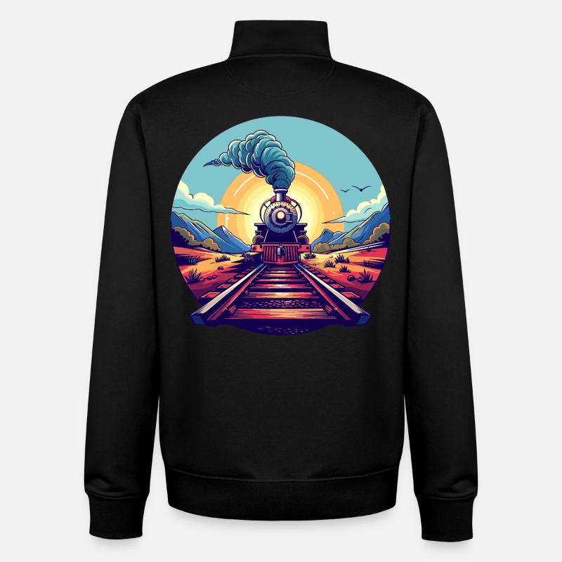 Portrait ferroviaire - Sweat zippé unisexe en coton bio Stanley/Stella - noir