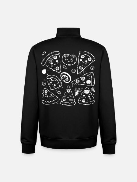 Pizza Cartoon Style - Unisex Organic Zip Sweatshirt by Stanley/Stella - black