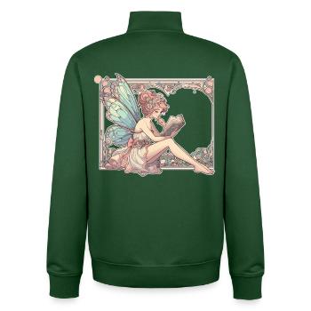 Buch Bücher Lesen Fee Elfe Art Nouveau Geschenk - Unisex Organic Zip Sweatshirt von Stanley/Stella - Flaschengrün - Hinten - AI Model Male 185 dark (185cm)