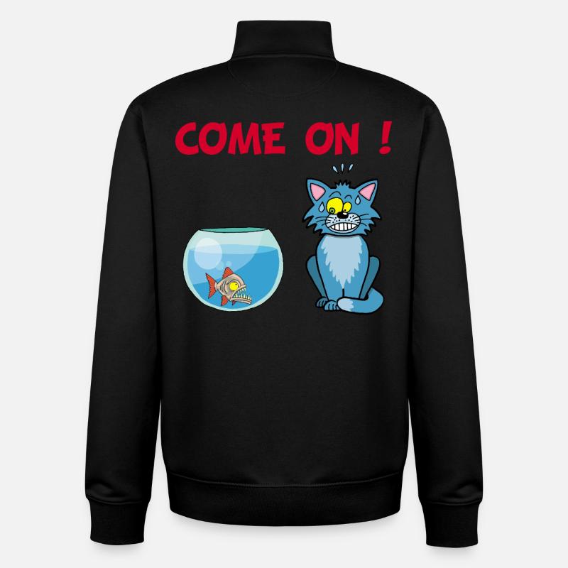 Chat et piranha - Sweat zippé unisexe en coton bio Stanley/Stella - noir