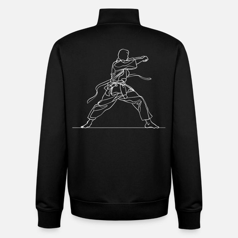 Karate Line Drawing - Unisex Organic Zip Sweatshirt by Stanley/Stella - black