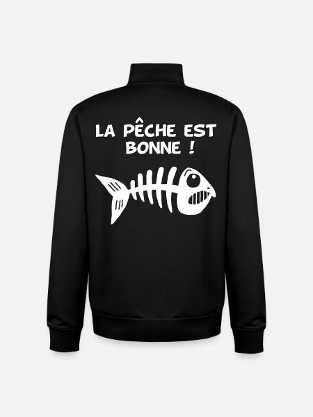 Bonne pêche - Sweat zippé unisexe en coton bio Stanley/Stella - noir