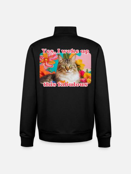 Chat fabuleux - Sweat zippé unisexe en coton bio Stanley/Stella - noir