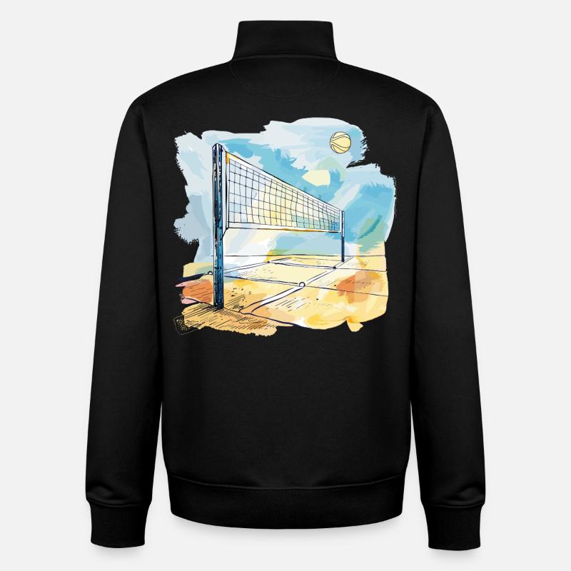 Terrain de volley-ball - Sweat zippé unisexe en coton bio Stanley/Stella - noir