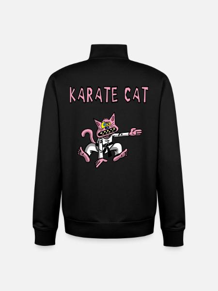 Karaté et chat rose - Sweat zippé unisexe en coton bio Stanley/Stella - noir