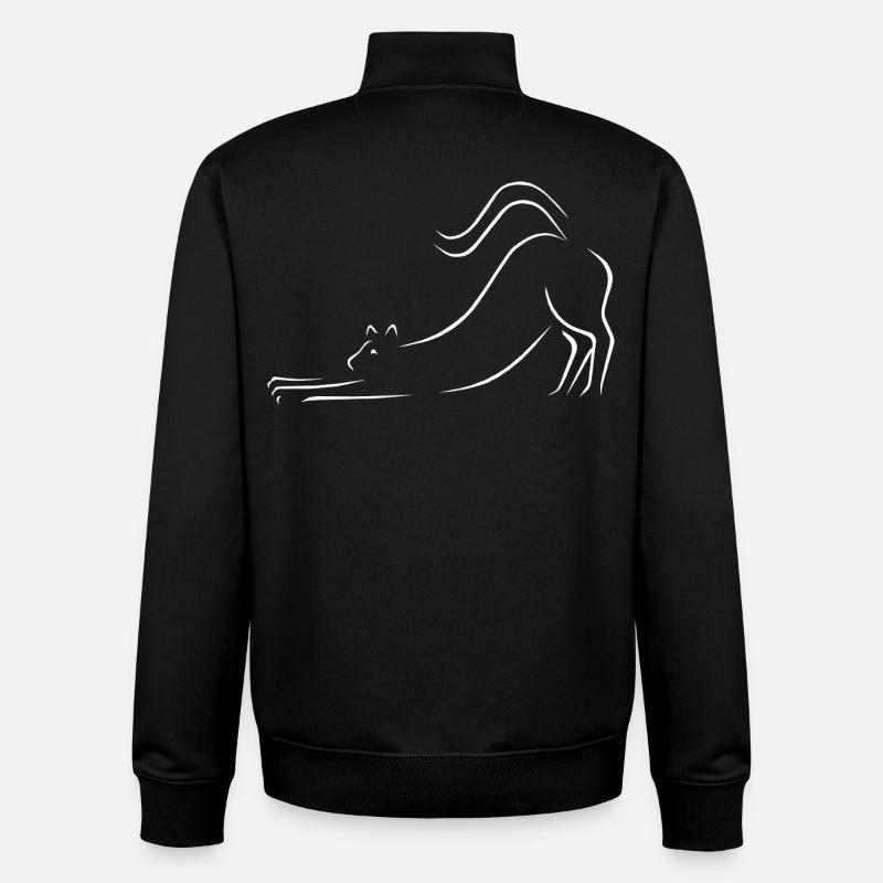 Cat line art drawing - Unisex Organic Zip Sweatshirt by Stanley/Stella - black