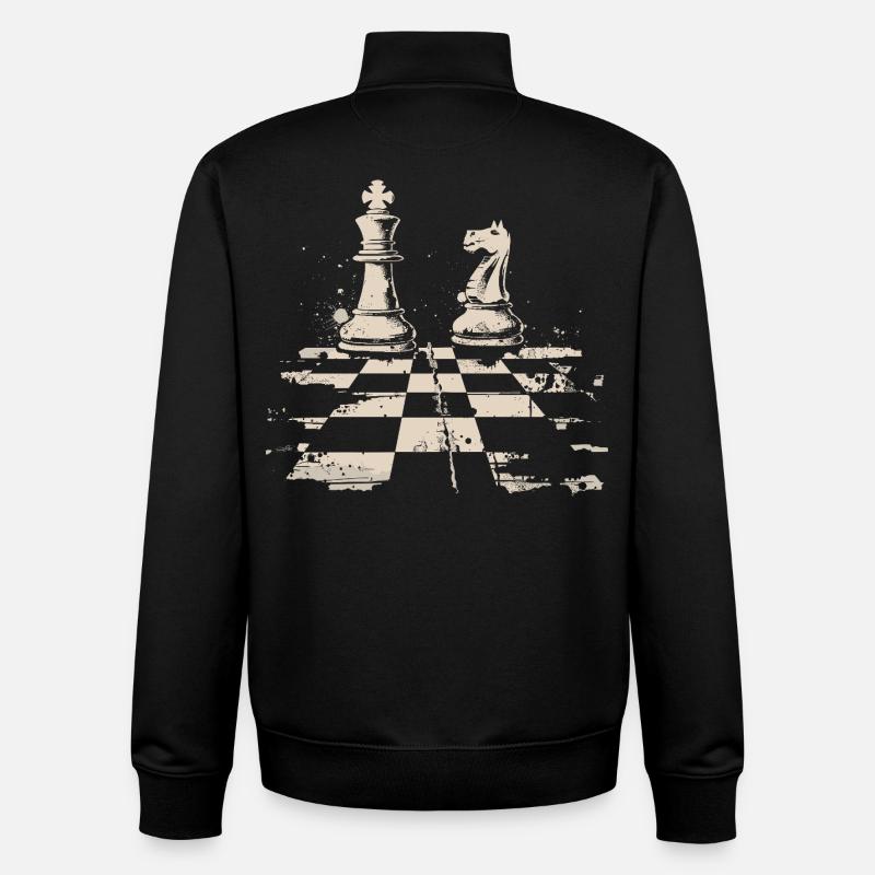 Échecs - Sweat zippé unisexe en coton bio Stanley/Stella - noir