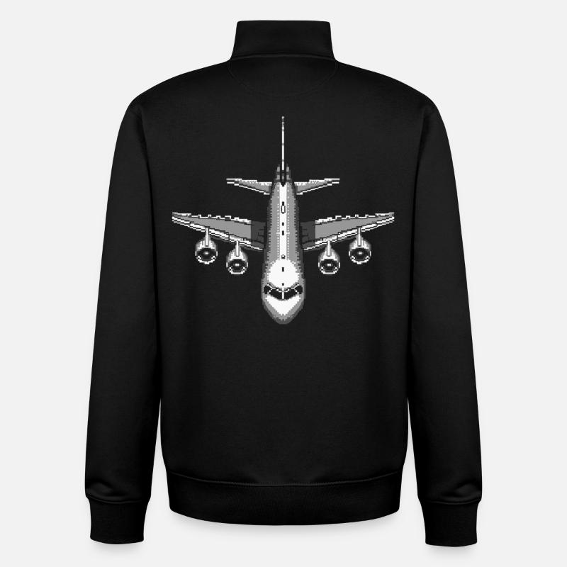 Avion Pixel Art - Sweat zippé unisexe en coton bio Stanley/Stella - noir