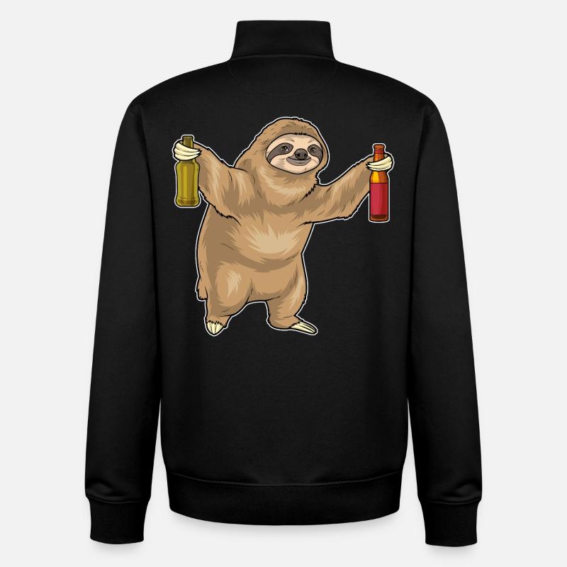 Faultier Flasche Bier - Unisex Organic Zip Sweatshirt von Stanley/Stella - Schwarz