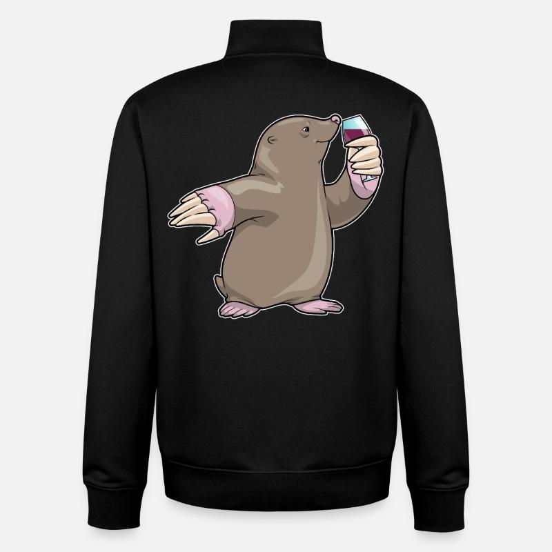 Vin rouge Mole - Sweat zippé unisexe en coton bio Stanley/Stella - noir