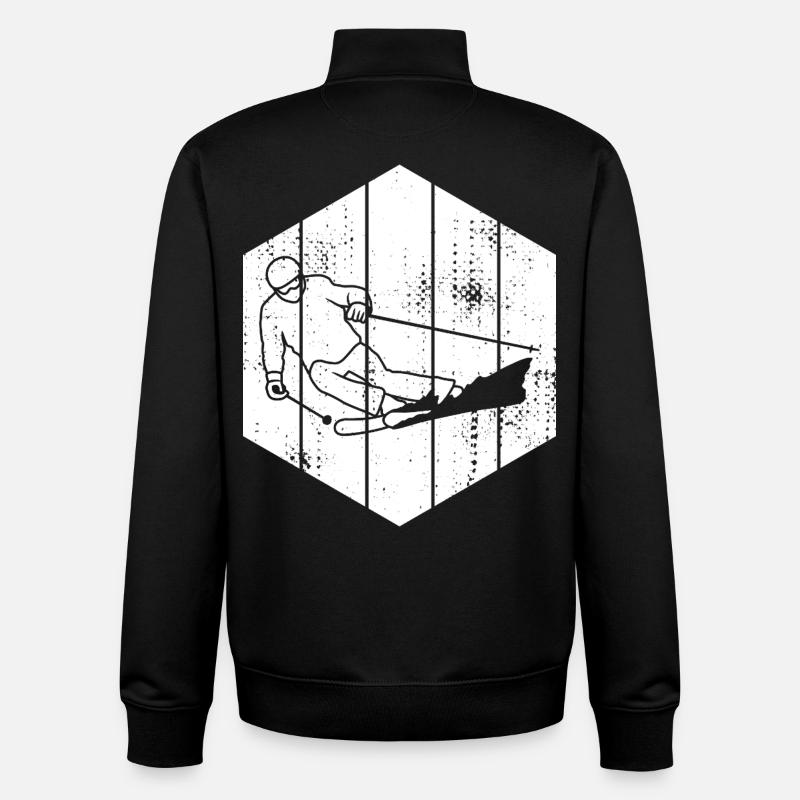 Dessin de skieur - Sweat zippé unisexe en coton bio Stanley/Stella - noir