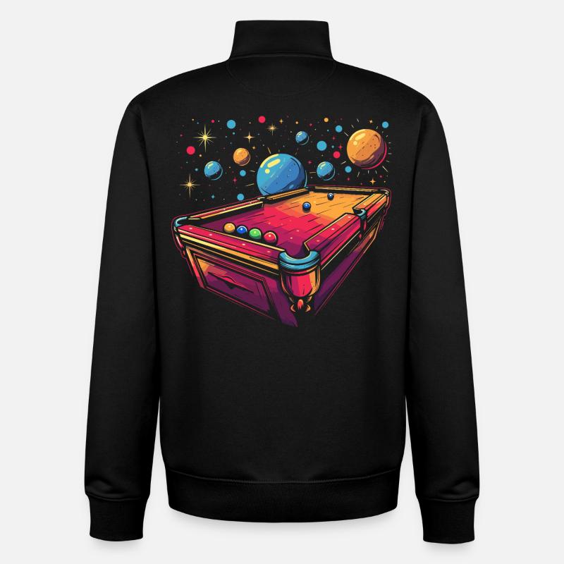 Style de dessin animé de billard - Sweat zippé unisexe en coton bio Stanley/Stella - noir