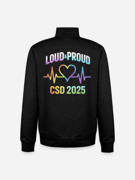 LGBTQ Pride 2025 Heartbeat Design - Unisex Organic Zip Sweatshirt by Stanley/Stella - black