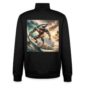 Surferhai Kreativ-Design - Unisex Organic Zip Sweatshirt von Stanley/Stella - Schwarz - Hinten - AI Model Male 185 light (185cm)