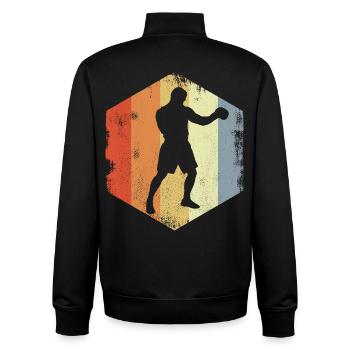 Dessin de boxeur vintage - Sweat zippé unisexe en coton bio Stanley/Stella - noir - Dos - AI Model Male 185 light (185cm)