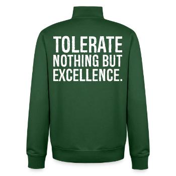 tolerate nothing but excellence - Unisex Organic Zip Sweatshirt by Stanley/Stella - bottle green - Back - AI Model Male 185 dark (185cm)