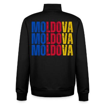Moldovan flag, Moldovan pride - Unisex Organic Zip Sweatshirt by Stanley/Stella - black - Back - AI Model Male 185 light (185cm)