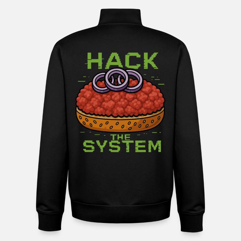 Hack the System – Mettbrötchen Shirt - Gourmett - Unisex Organic Zip Sweatshirt von Stanley/Stella - Schwarz