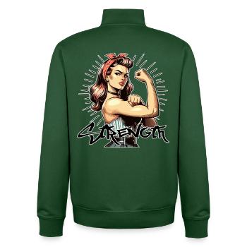 Stärke starke Frau Rockabilly Style Geschenk - Unisex Organic Zip Sweatshirt von Stanley/Stella - Flaschengrün - Hinten - AI Model Male 185 dark (185cm)