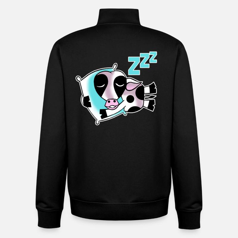 Vache endormie - Sweat zippé unisexe en coton bio Stanley/Stella - noir