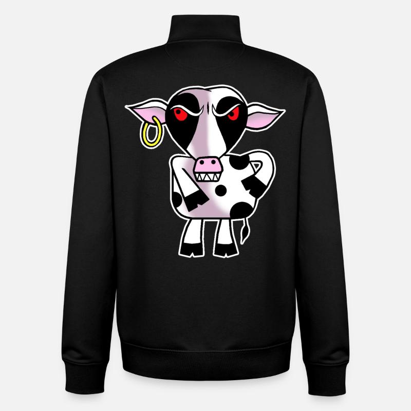 Vache en colère - Sweat zippé unisexe en coton bio Stanley/Stella - noir