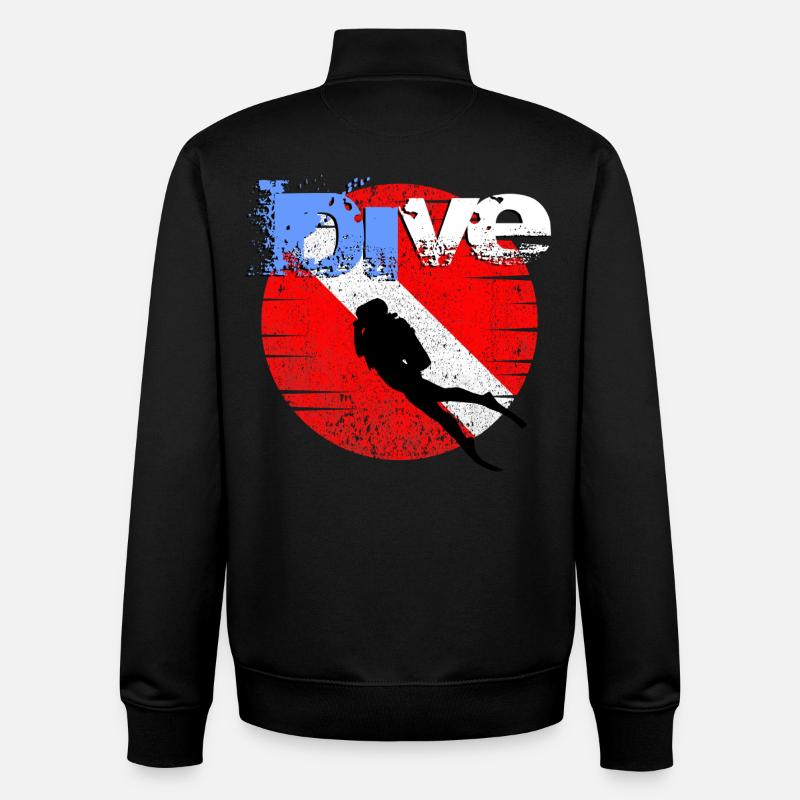 American Diver Down Flag - Unisex Organic Zip Sweatshirt by Stanley/Stella - black