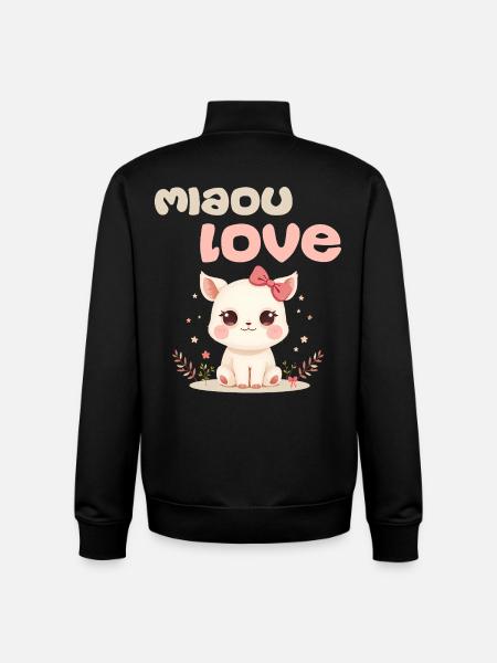 Meow Love Character by Helfspawn - Unisex Organic Zip Sweatshirt by Stanley/Stella - black