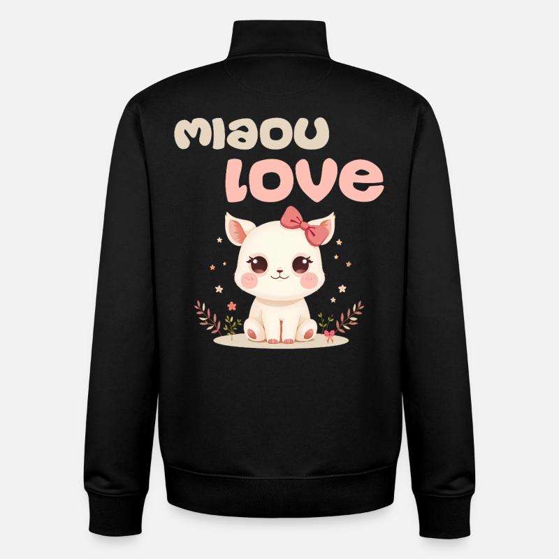 Meow Love Character von Helfspawn - Unisex Organic Zip Sweatshirt von Stanley/Stella - Schwarz