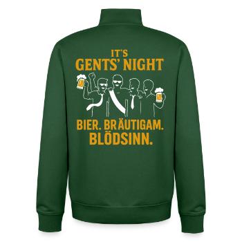 Gents Night – Bier, Bräutigam, Blödsinn! - Unisex Organic Zip Sweatshirt von Stanley/Stella - Flaschengrün - Hinten - AI Model Male 185 dark (185cm)