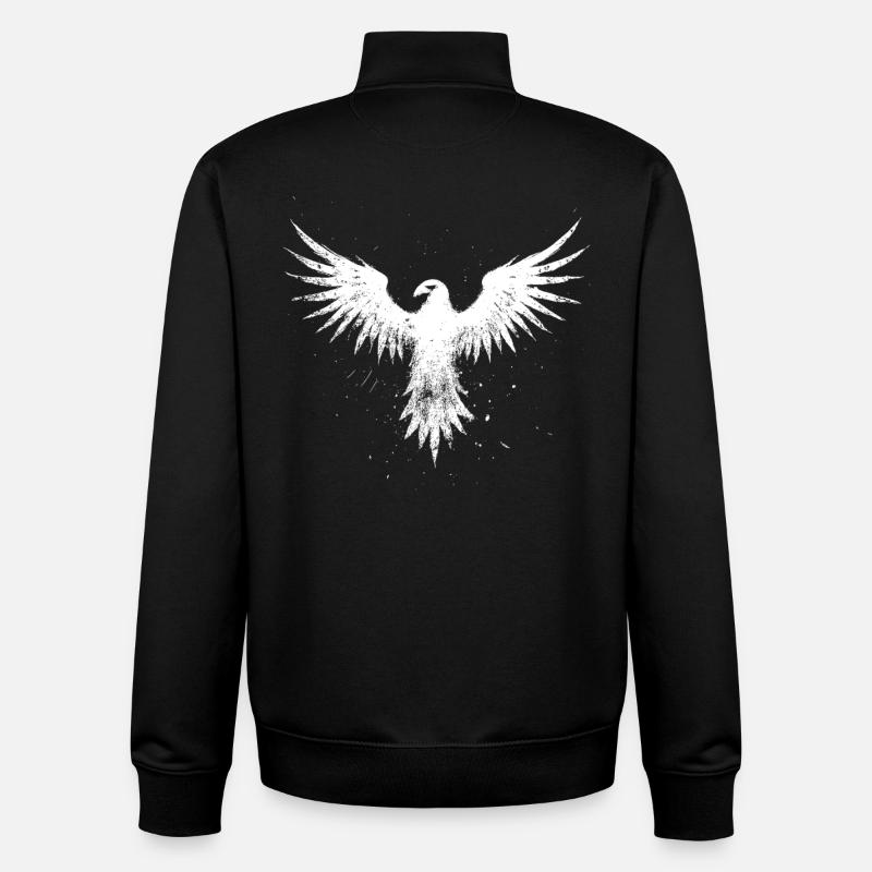 Phénix blanc - Sweat zippé unisexe en coton bio Stanley/Stella - noir