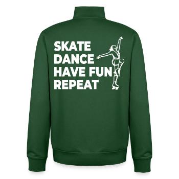 Skate Dance Have Fun Repeat - Unisex Organic Zip Sweatshirt von Stanley/Stella - Flaschengrün - Hinten - AI Model Male 185 dark (185cm)