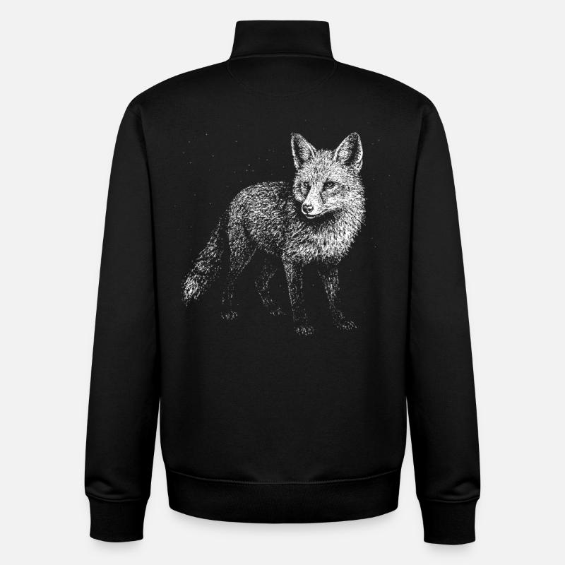 Un renard - Sweat zippé unisexe en coton bio Stanley/Stella - noir