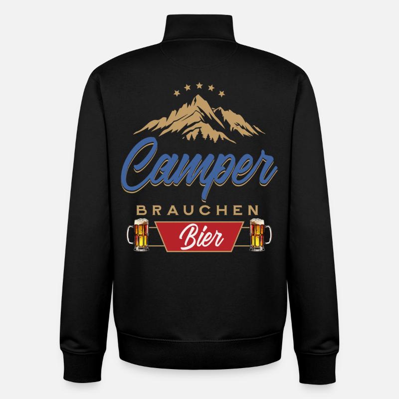 Camper brauchen Bier Campen - Unisex Organic Zip Sweatshirt von Stanley/Stella - Schwarz