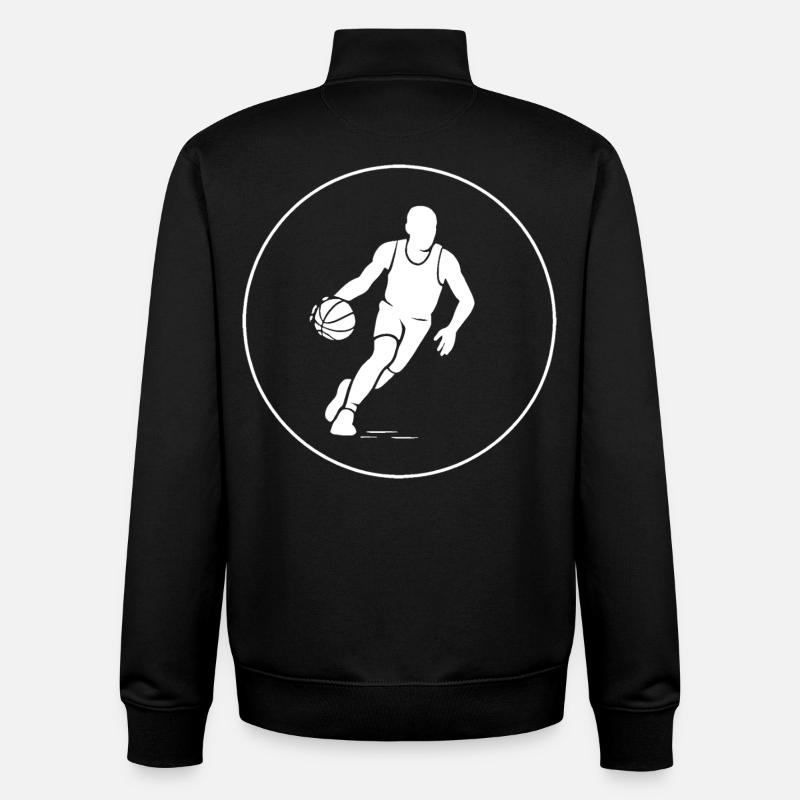 Basket-ball - Sweat zippé unisexe en coton bio Stanley/Stella - noir