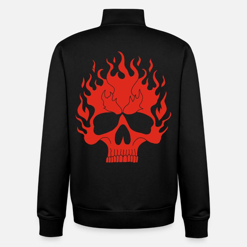 Crâne enflammé rouge - Sweat zippé unisexe en coton bio Stanley/Stella - noir