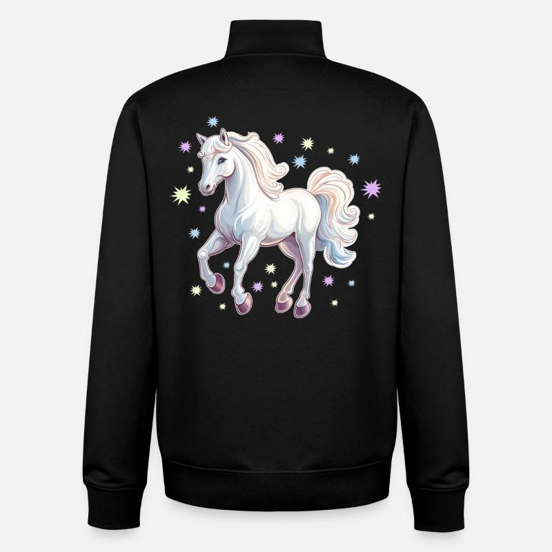 Cheval avec des étoiles - Sweat zippé unisexe en coton bio Stanley/Stella - noir