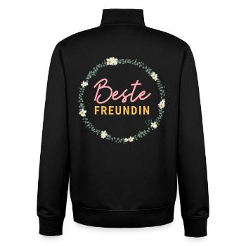 Beste Freundin! Floral, personalisierbar - Unisex Organic Zip Sweatshirt von Stanley/Stella - Schwarz - Hinten - AI Model Male 185 light (185cm)