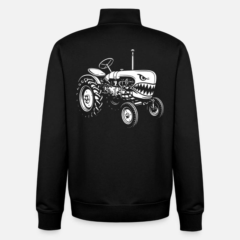 Shark Tractor Attack - Unisex Organic Zip Sweatshirt by Stanley/Stella - black