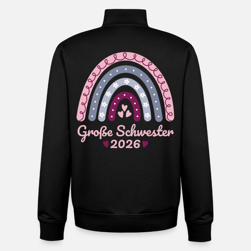 Große Schwester 2026 Regenbogen - Unisex Organic Zip Sweatshirt von Stanley/Stella - Schwarz