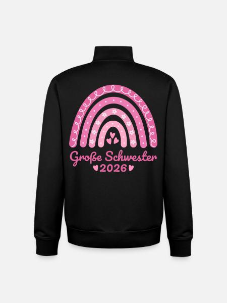 Große Schwester 2026 Regenbogen - Unisex Organic Zip Sweatshirt von Stanley/Stella - Schwarz