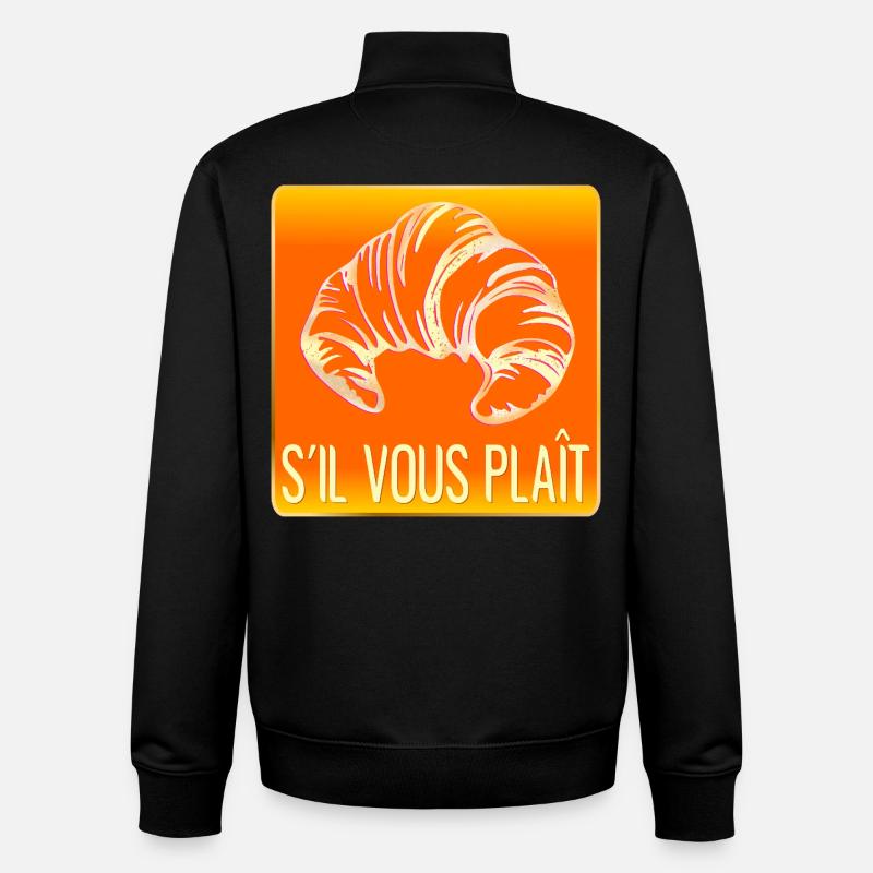 CROISSANT S'IL VOUS PLAIT - Sweat zippé unisexe en coton bio Stanley/Stella - noir