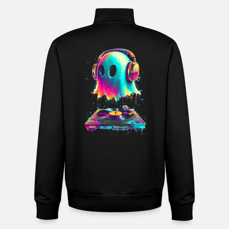DJ Fantôme - Sweat zippé unisexe en coton bio Stanley/Stella - noir