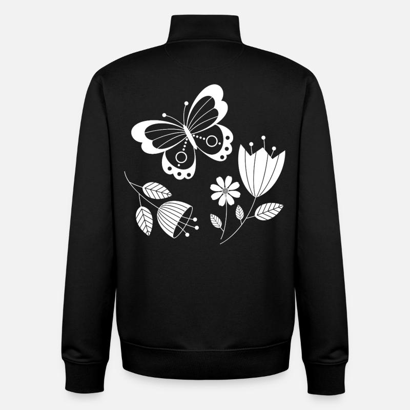 Papillon avec des fleurs - Sweat zippé unisexe en coton bio Stanley/Stella - noir
