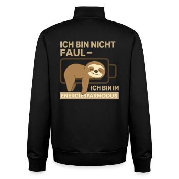 Fauler Akku Faultier Energiesparmodus - Unisex Organic Zip Sweatshirt von Stanley/Stella - Schwarz - Hinten - AI Model Male 185 light (185cm)
