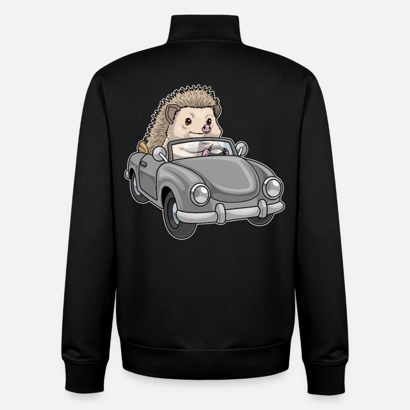 Voiture hérisson - Sweat zippé unisexe en coton bio Stanley/Stella - noir