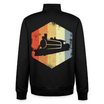 Retro Dampflokomotive - Unisex Organic Zip Sweatshirt von Stanley/Stella - Schwarz - Hinten - AI Model Male 185 light (185cm)
