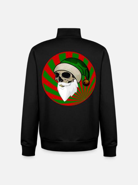 Skull Santa Claus Gnome red green - Unisex Organic Zip Sweatshirt by Stanley/Stella - black