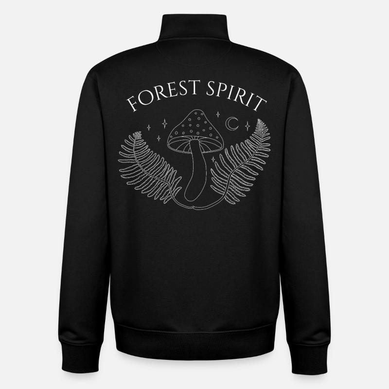 Forest Spirit Mushroom Art - Sweat zippé unisexe en coton bio Stanley/Stella - noir