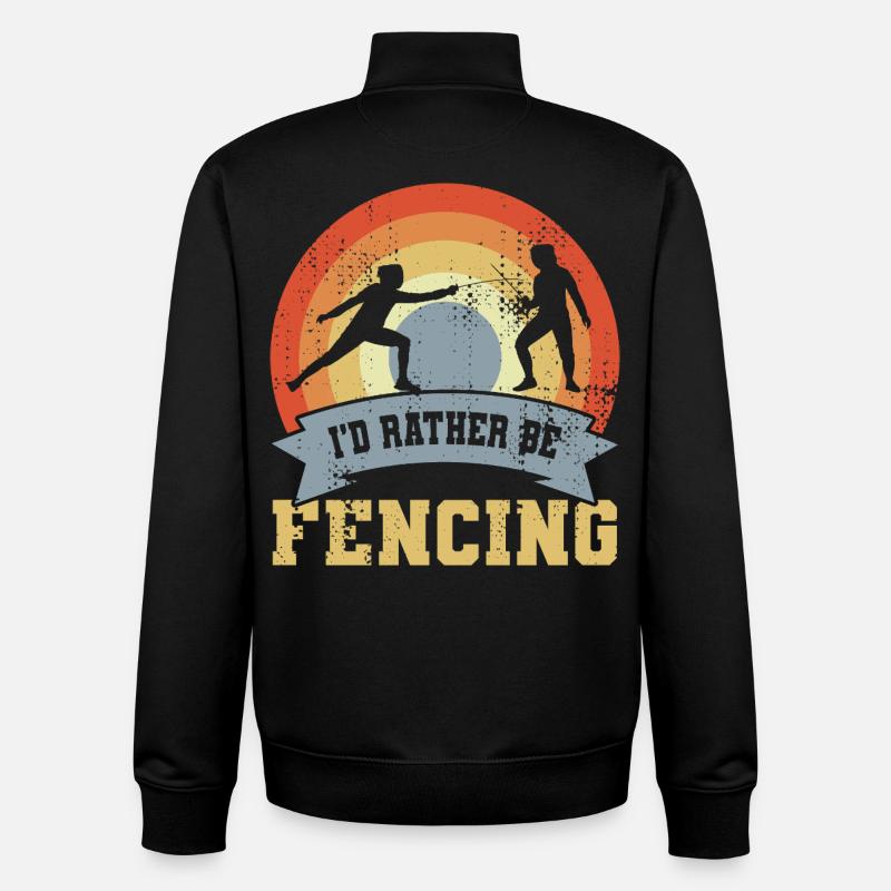 I'd Rather Be Fencing - Unisex Organic Zip Sweatshirt by Stanley/Stella - black