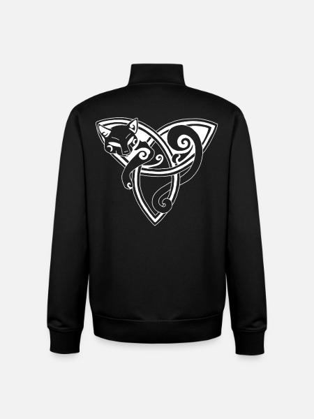 The Celtic Cat Rests (White) - Unisex Organic Zip Sweatshirt by Stanley/Stella - black